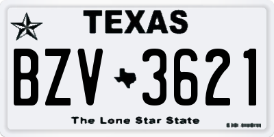 TX license plate BZV3621