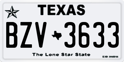 TX license plate BZV3633