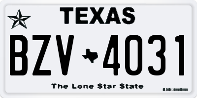 TX license plate BZV4031