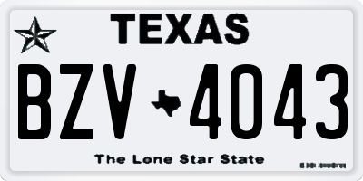 TX license plate BZV4043