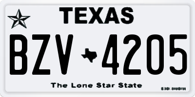 TX license plate BZV4205