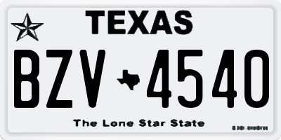 TX license plate BZV4540