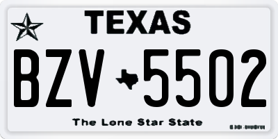 TX license plate BZV5502