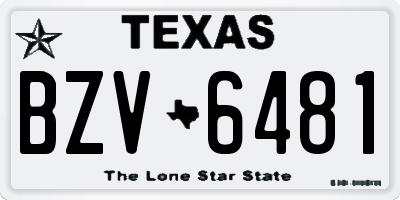 TX license plate BZV6481
