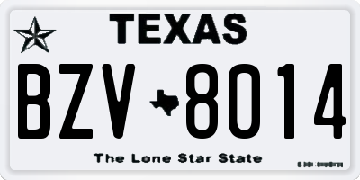 TX license plate BZV8014