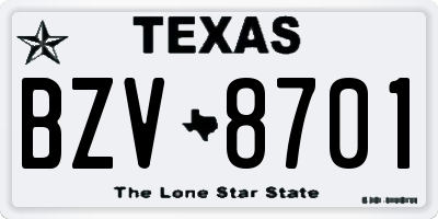 TX license plate BZV8701