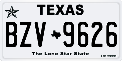 TX license plate BZV9626