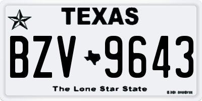 TX license plate BZV9643
