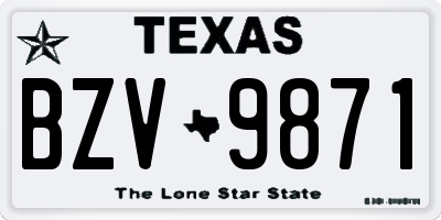 TX license plate BZV9871