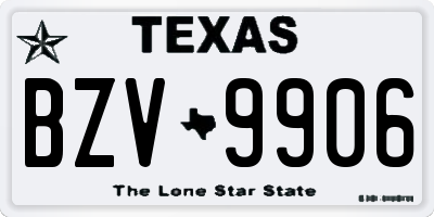 TX license plate BZV9906