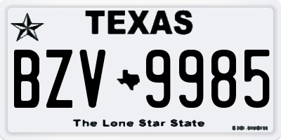 TX license plate BZV9985
