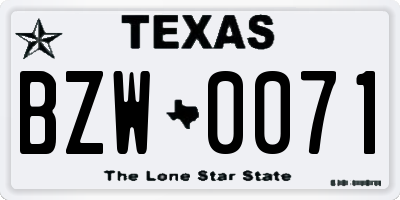 TX license plate BZW0071