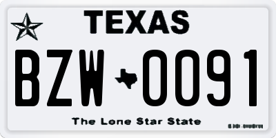 TX license plate BZW0091
