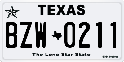 TX license plate BZW0211