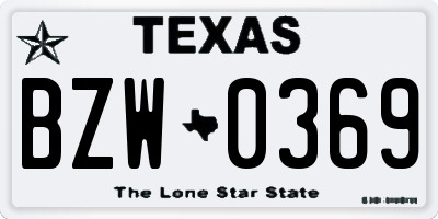 TX license plate BZW0369