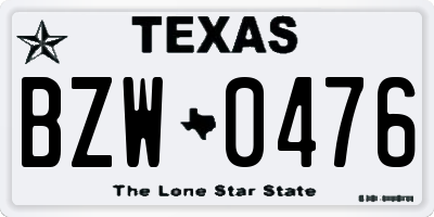 TX license plate BZW0476