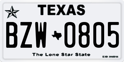 TX license plate BZW0805