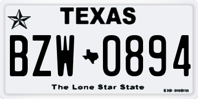 TX license plate BZW0894