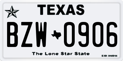 TX license plate BZW0906