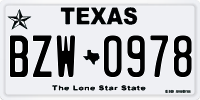 TX license plate BZW0978