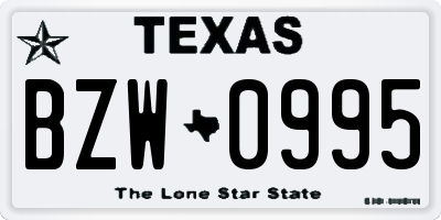 TX license plate BZW0995