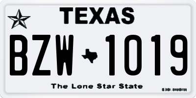TX license plate BZW1019