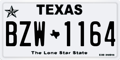 TX license plate BZW1164