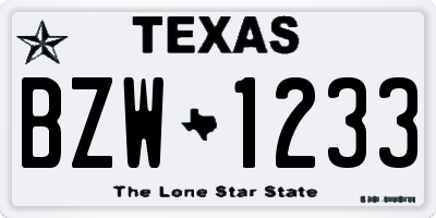 TX license plate BZW1233