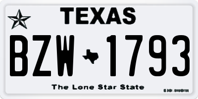 TX license plate BZW1793