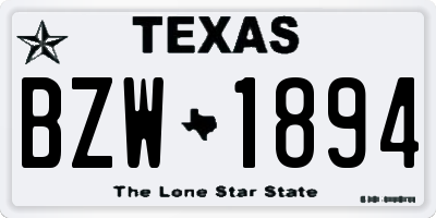 TX license plate BZW1894