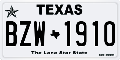 TX license plate BZW1910