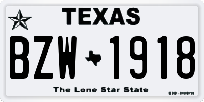 TX license plate BZW1918