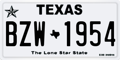 TX license plate BZW1954