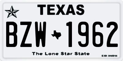 TX license plate BZW1962
