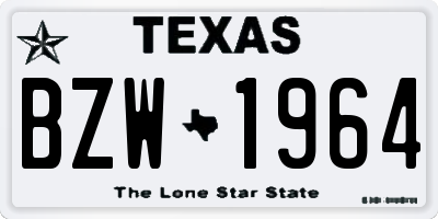 TX license plate BZW1964