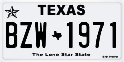 TX license plate BZW1971