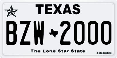 TX license plate BZW2000