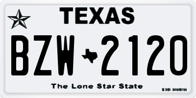 TX license plate BZW2120