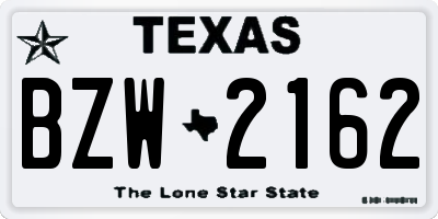 TX license plate BZW2162