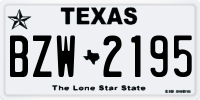 TX license plate BZW2195