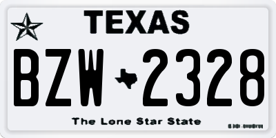 TX license plate BZW2328