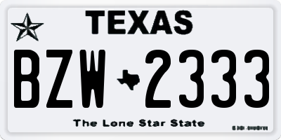 TX license plate BZW2333