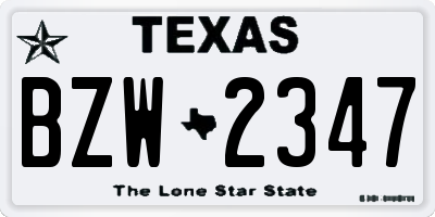 TX license plate BZW2347