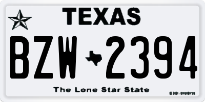 TX license plate BZW2394