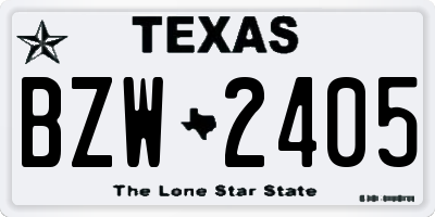 TX license plate BZW2405