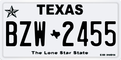 TX license plate BZW2455