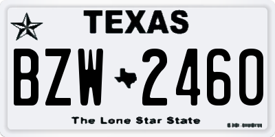 TX license plate BZW2460