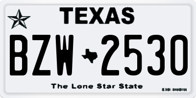 TX license plate BZW2530