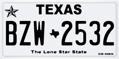 TX license plate BZW2532