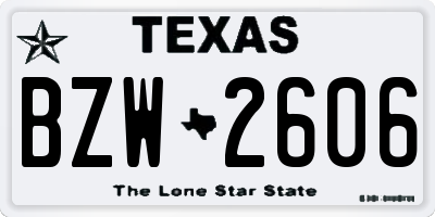 TX license plate BZW2606